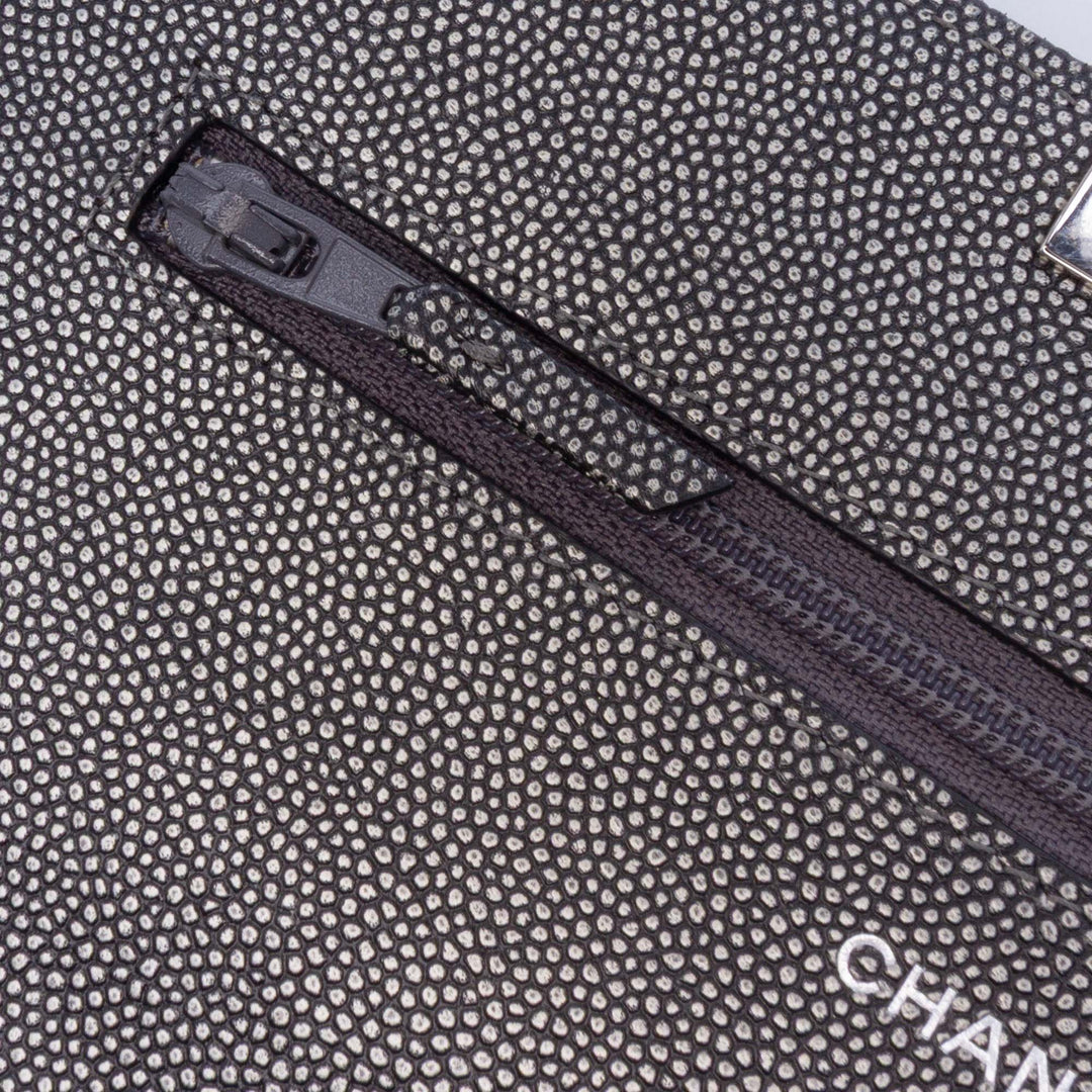 Quilted Metallic Caviar Golden Class Wallet On Chain Black - Gaby Paris