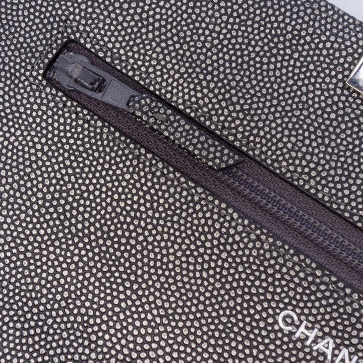 Quilted Metallic Caviar Golden Class Wallet On Chain Black - Gaby Paris