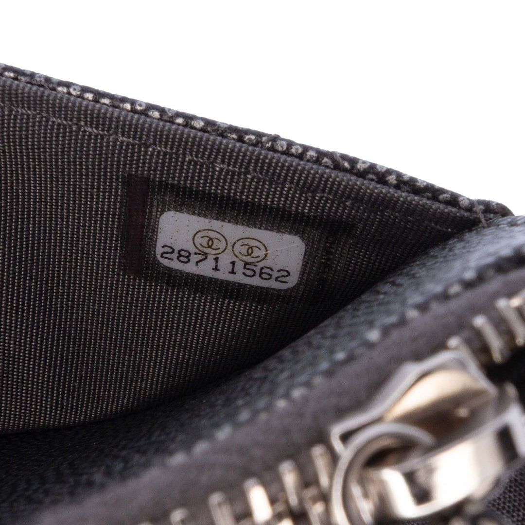 Quilted Metallic Caviar Golden Class Wallet On Chain Black - Gaby Paris