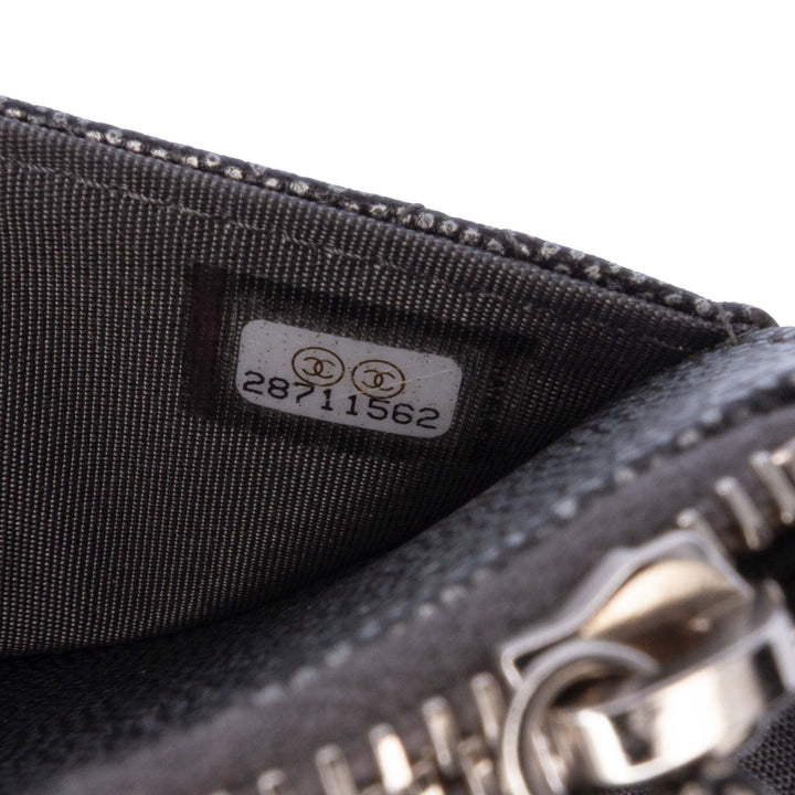 Quilted Metallic Caviar Golden Class Wallet On Chain Black - Gaby Paris