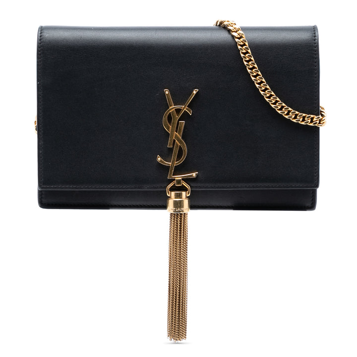 Saint Laurent Small Smooth Cuir de veau Monogram Kate Pompon Sac porté croisé