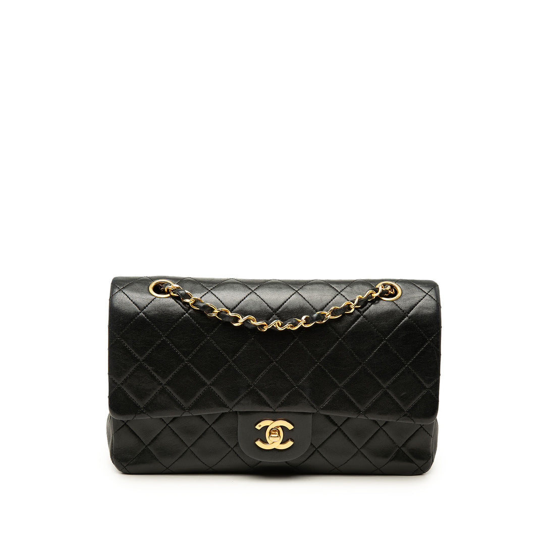 Classic Double rabat Moyen Cuir d'agneau Noir