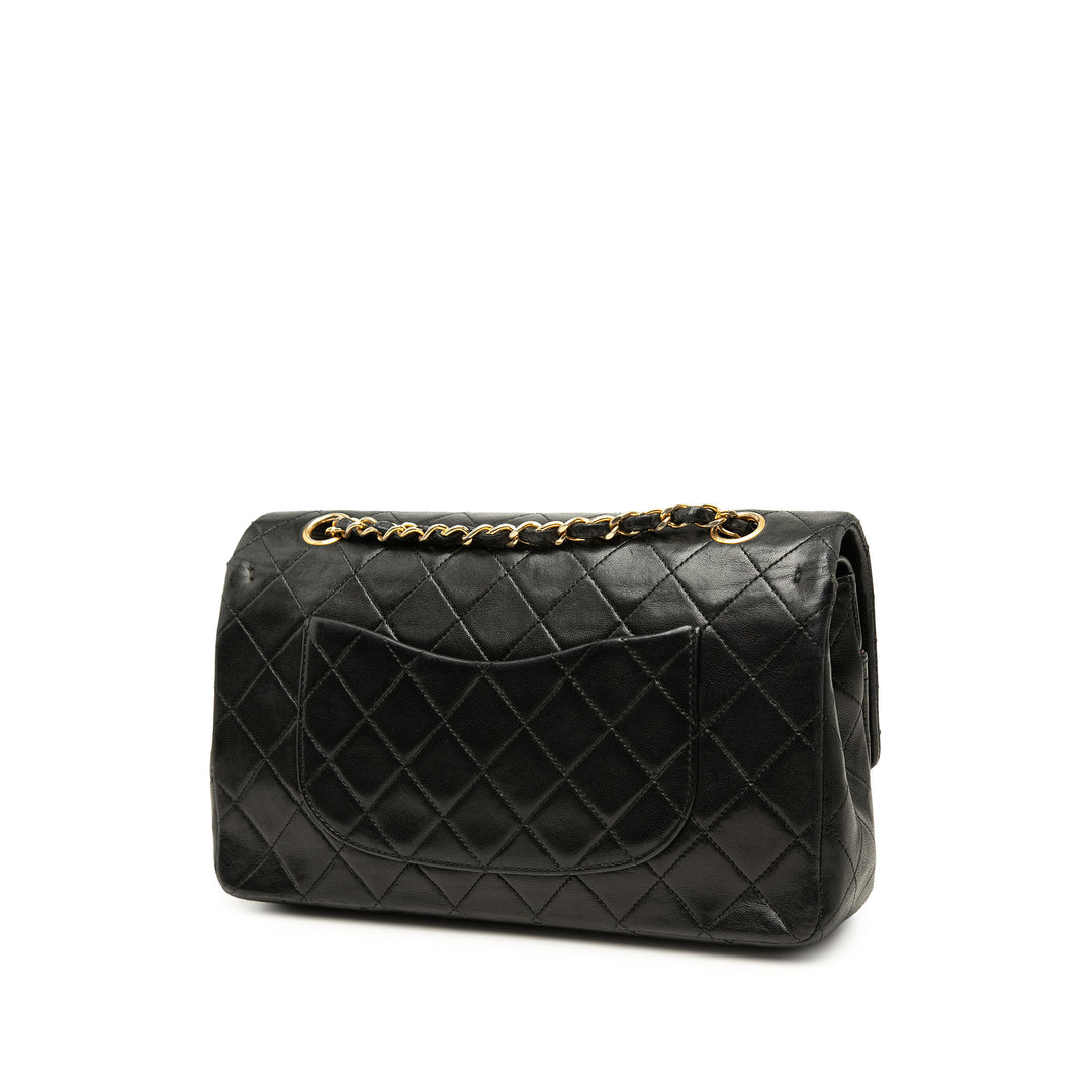 Classic Double rabat Moyen Cuir d'agneau Noir
