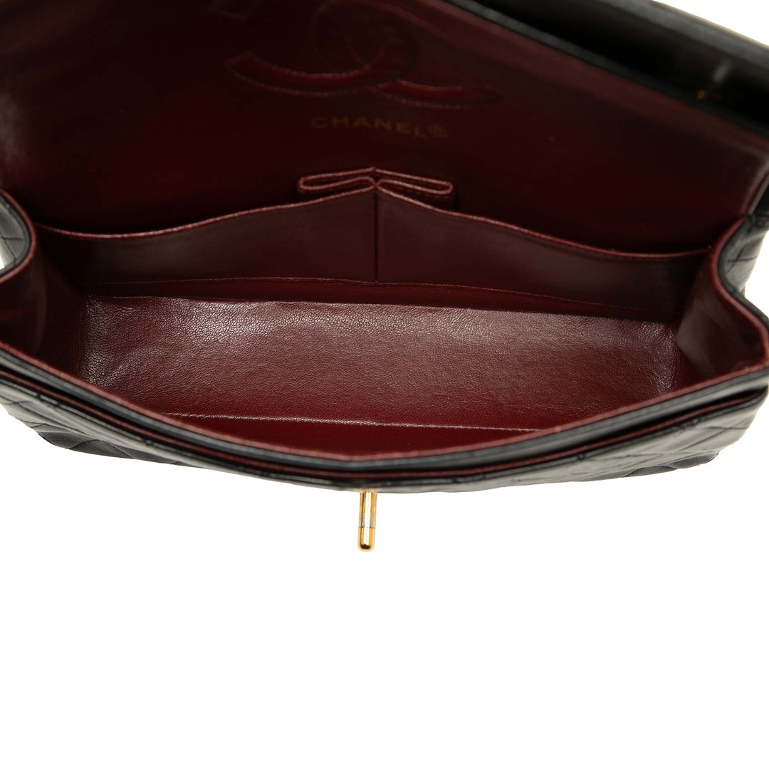 Classic Double rabat Moyen Cuir d'agneau Noir