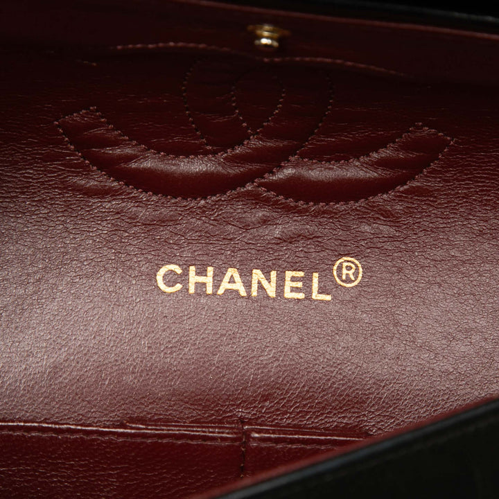 Classic Double rabat Moyen Cuir d'agneau Noir