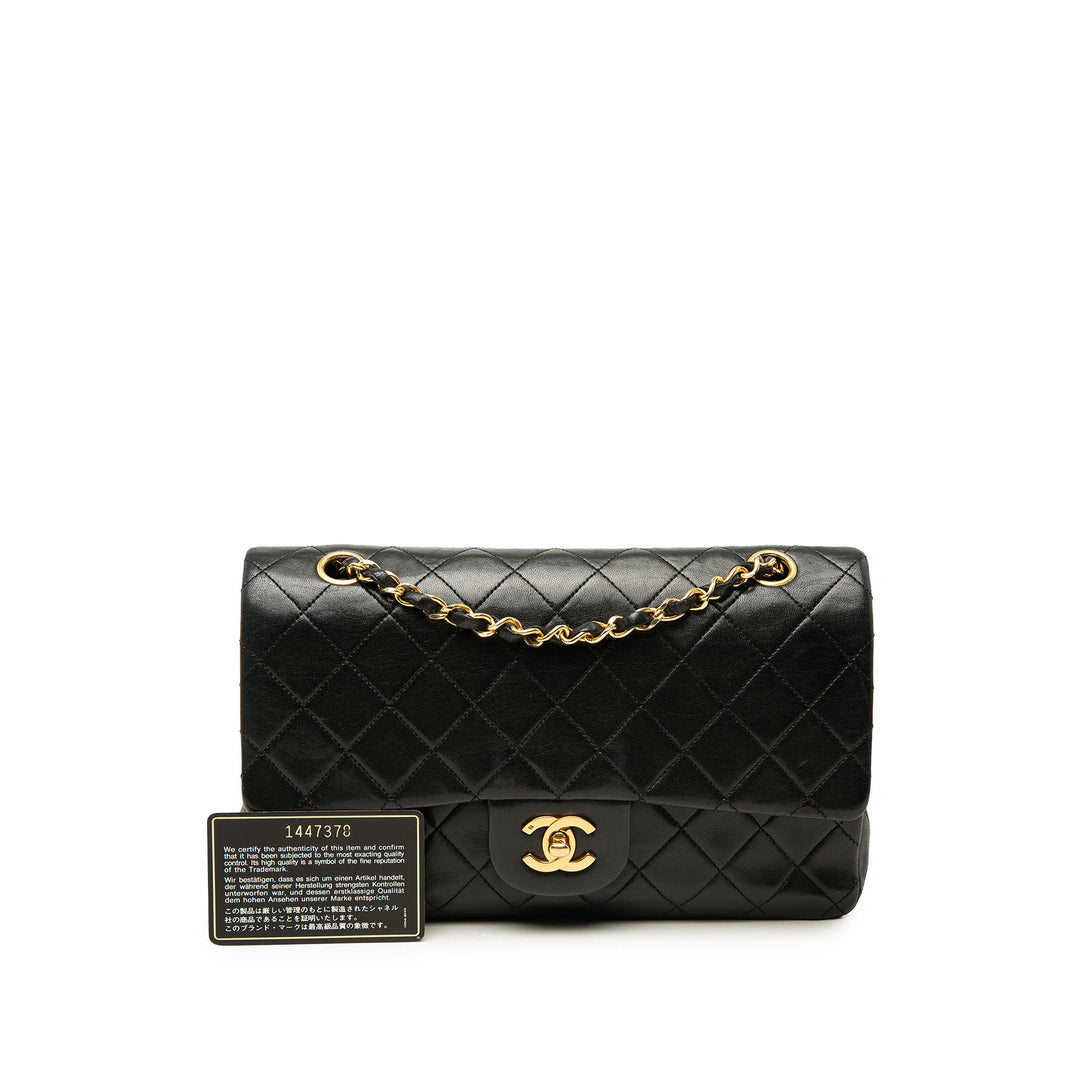 Classic Double rabat Moyen Cuir d'agneau Noir
