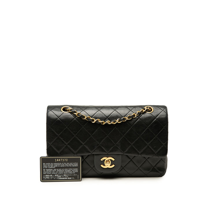 Classic Double rabat Moyen Cuir d'agneau Noir