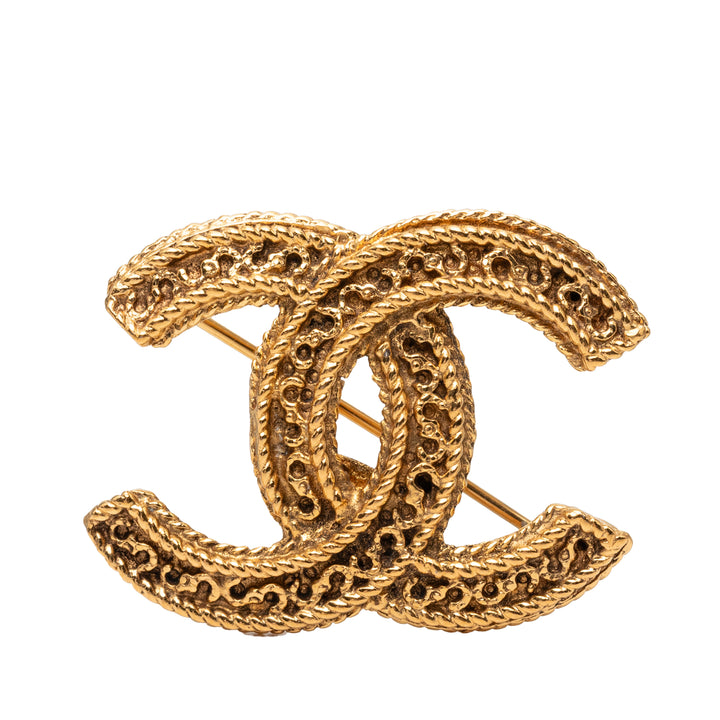 Chanel CC plaqué Rope Edge Broche