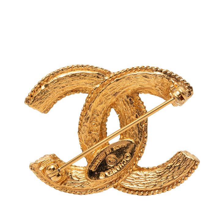 Chanel CC plaqué Rope Edge Broche