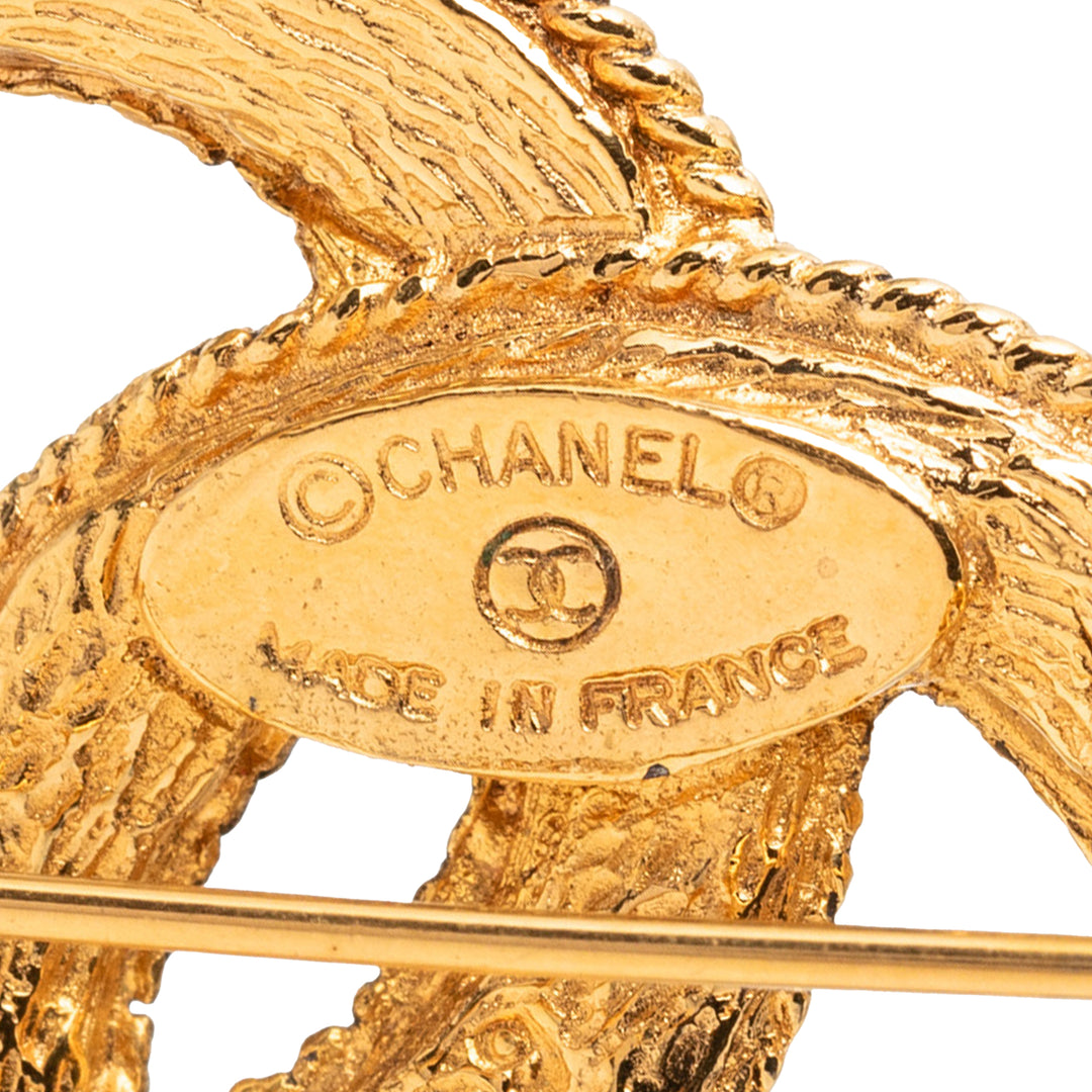 Chanel CC plaqué Rope Edge Broche