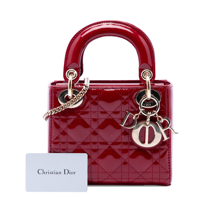 Dior Mini Cuir verni Cannage Lady Dior
