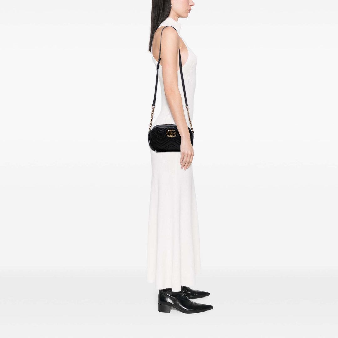 Gucci Small GG Marmont Matelasse Cuir Sac porté croisé Noir