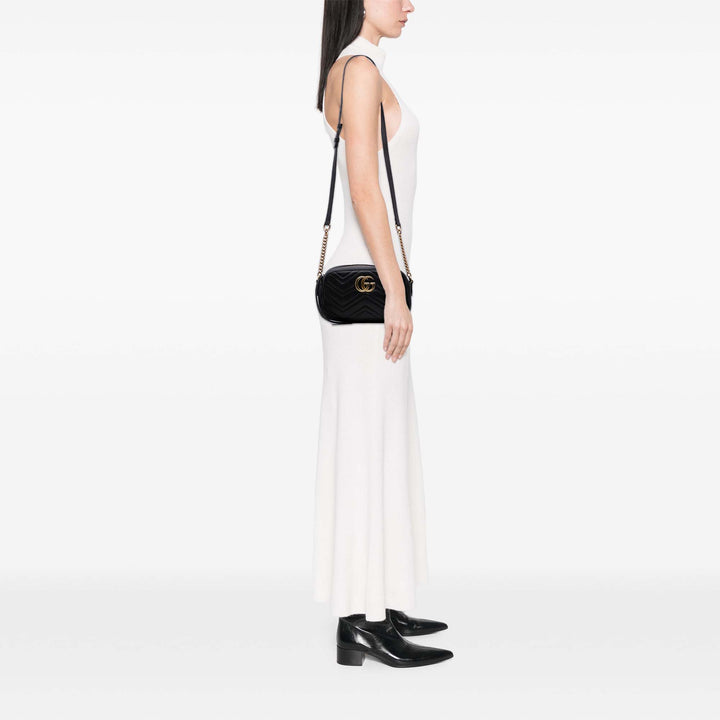 Gucci Small GG Marmont Matelasse Cuir Sac porté croisé Noir