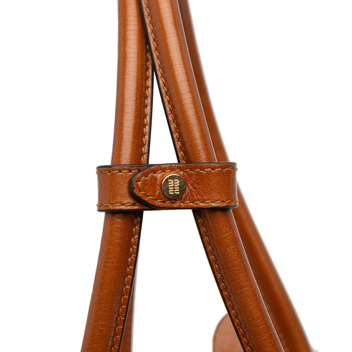 Miu Miu Sac porté épaule Shearling à finitions Logo Beau Grand Cuir de veau Marron – vue 7 – GABY PARIS