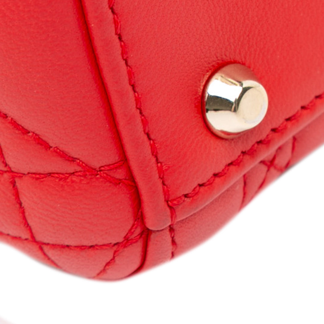 Mini Lambskin Cannage Lady Dior Red - Gaby Paris