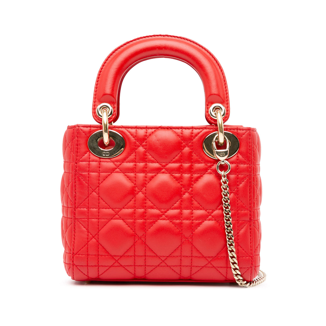 Mini Lambskin Cannage Lady Dior Red - Gaby Paris