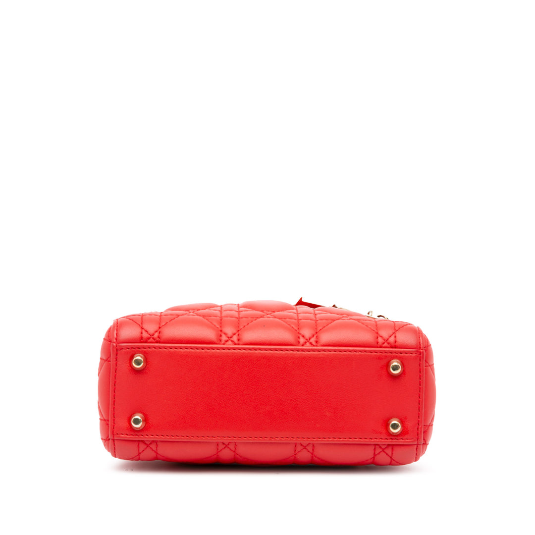 Mini Lambskin Cannage Lady Dior Red - Gaby Paris