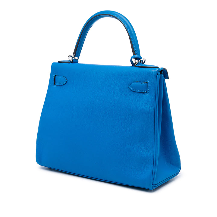 Hermès Sac à main Kelly II Retourne 28 Evercolor Bleu – vue 2 – GABY PARIS