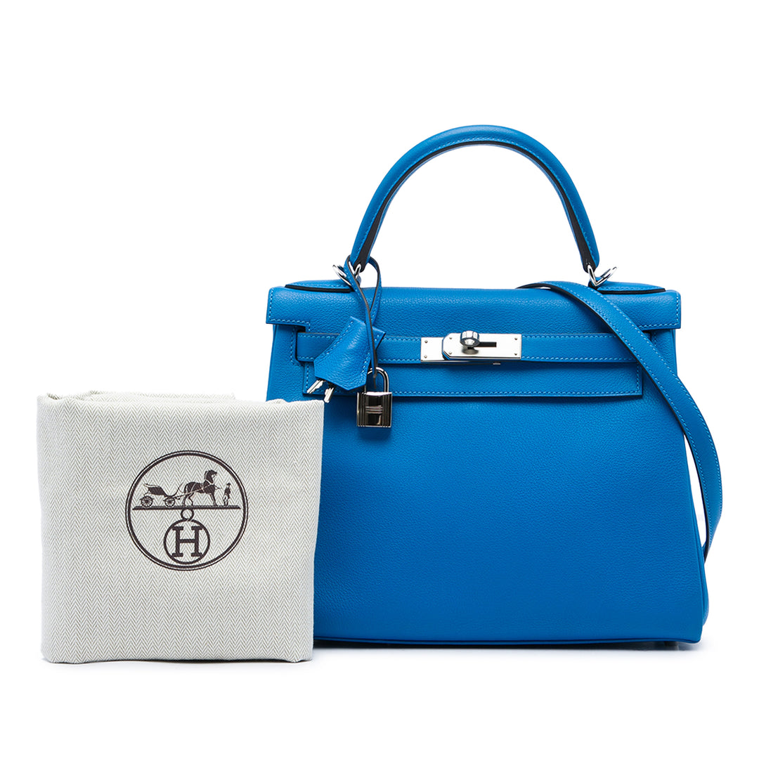 Hermès Sac à main Kelly II Retourne 28 Evercolor Bleu – vue 6 – GABY PARIS