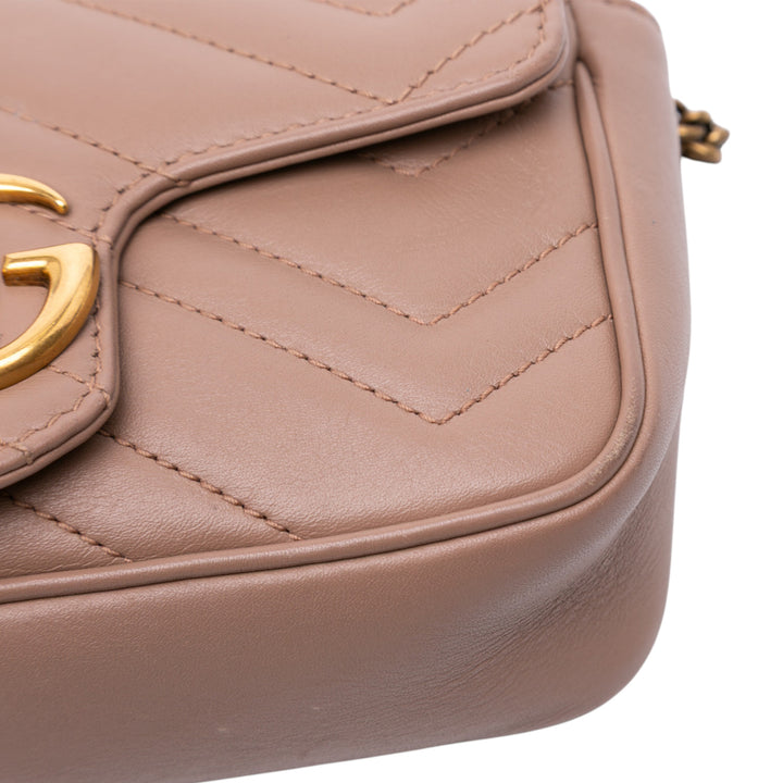 Gucci Mini GG Marmont Matelasse Cuir à rabat Sac porté croisé – GABY PARIS Authentique