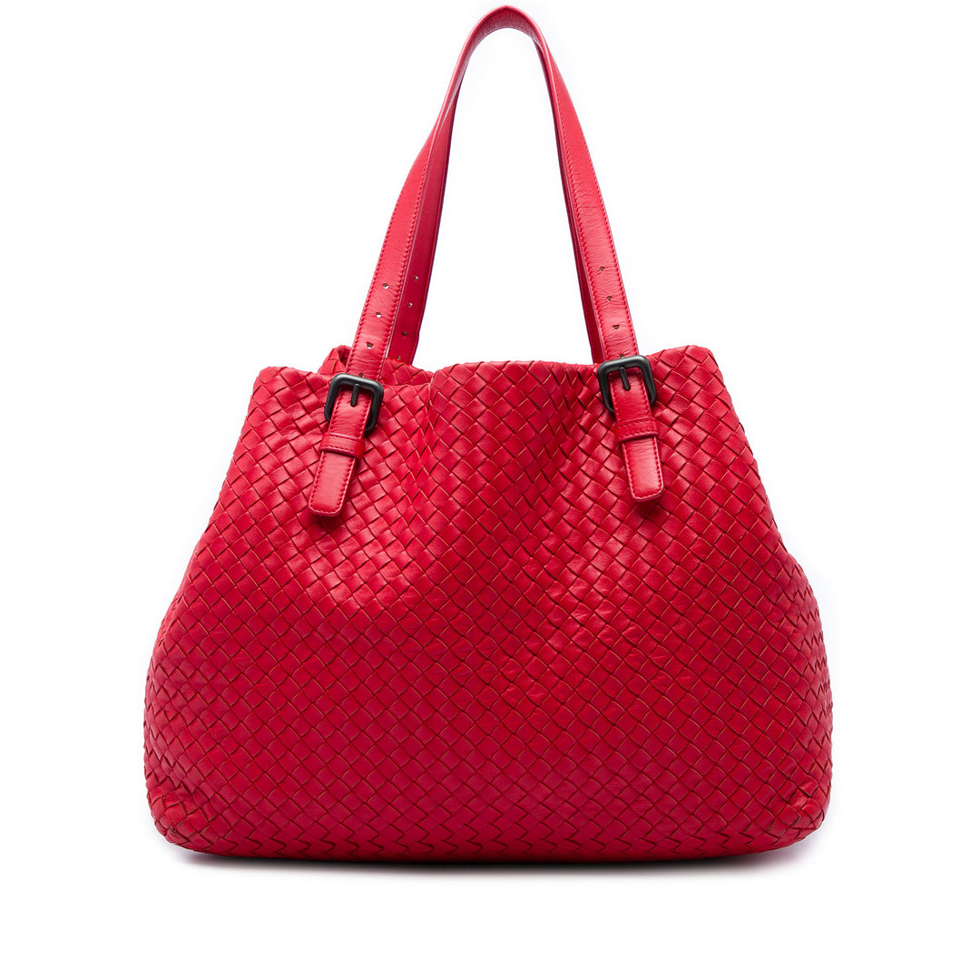 Bottega Veneta Intrecciato Cesta Cabas Grand nappa Rouge – vue principale – GABY PARIS
