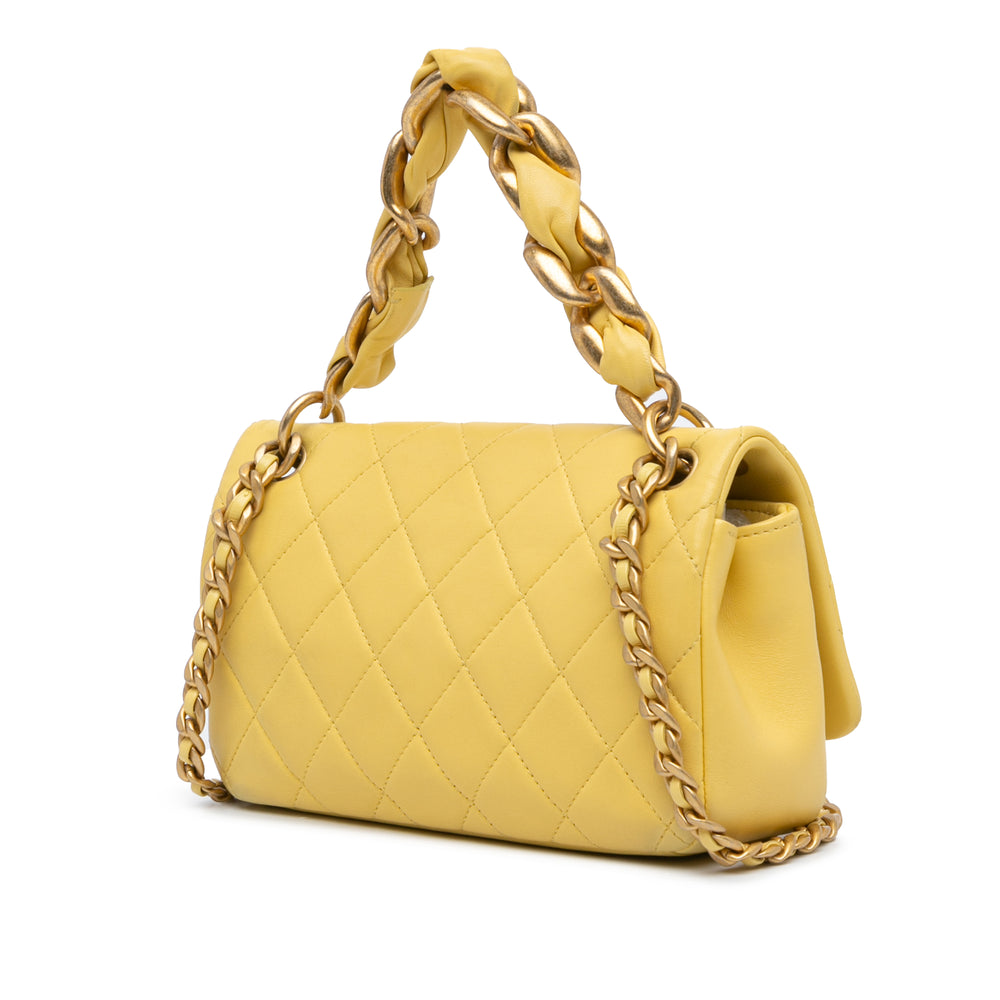 Quilted Lambskin Chain Is More Flap Yellow - Gaby Paris