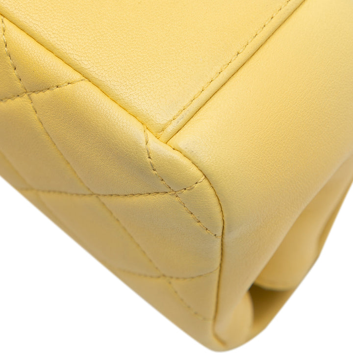 Quilted Lambskin Chain Is More Flap Yellow - Gaby Paris