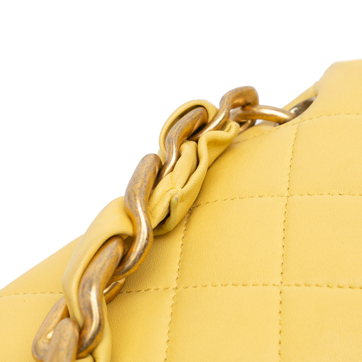 Quilted Lambskin Chain Is More Flap Yellow - Gaby Paris