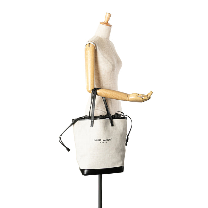 Canvas Teddy Drawstring Shopping Tote White - Gaby Paris