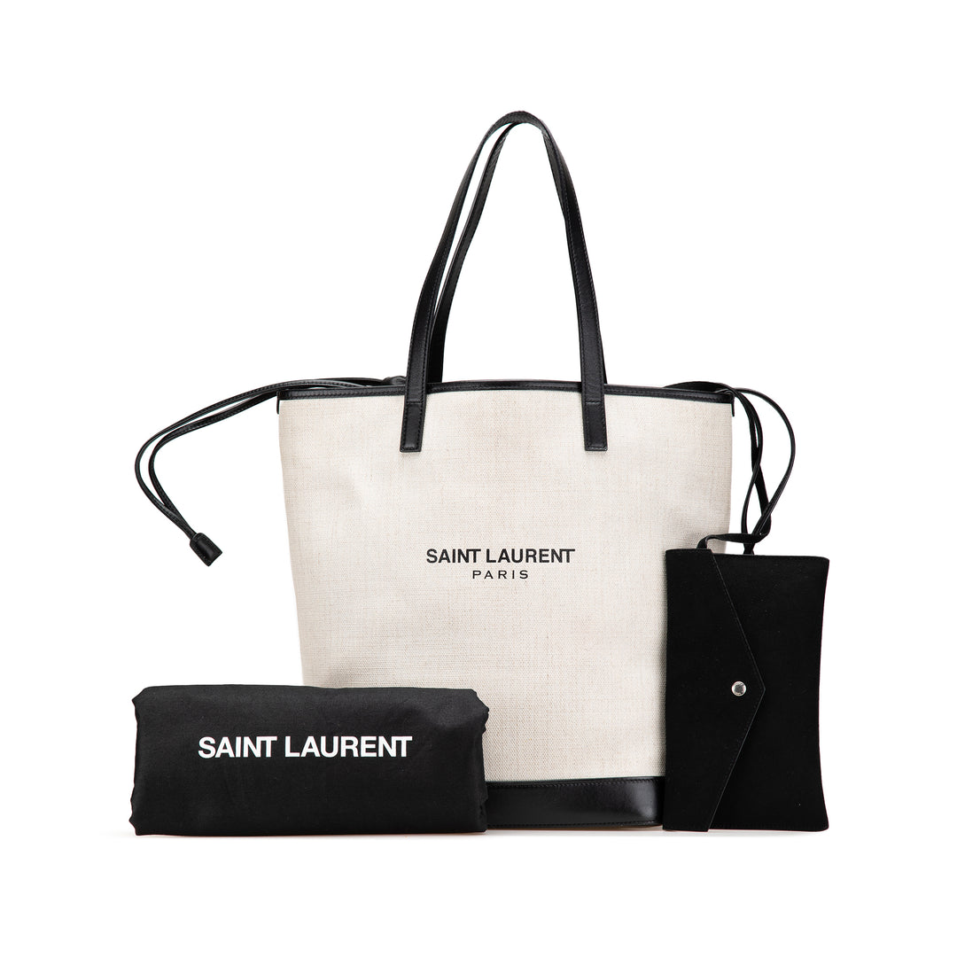 Canvas Teddy Drawstring Shopping Tote White - Gaby Paris