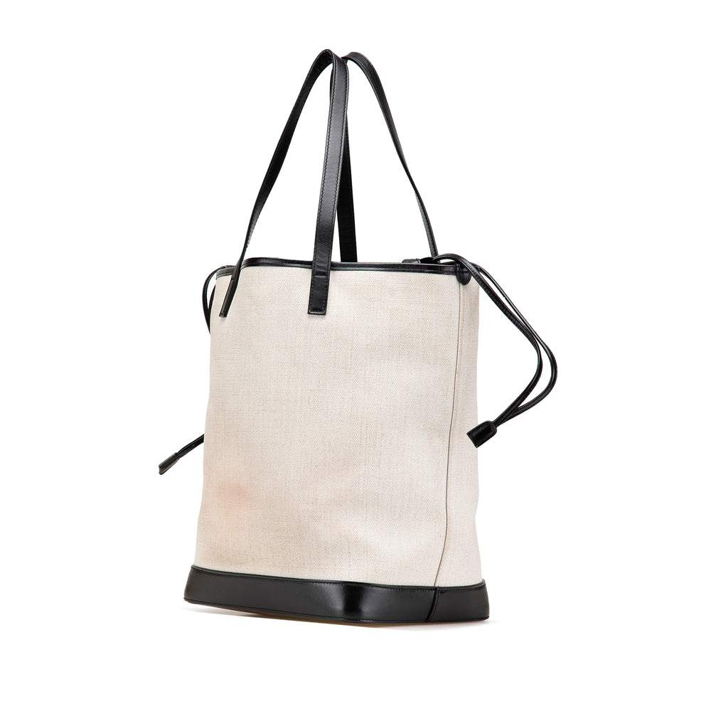 Canvas Teddy Drawstring Shopping Tote White - Gaby Paris