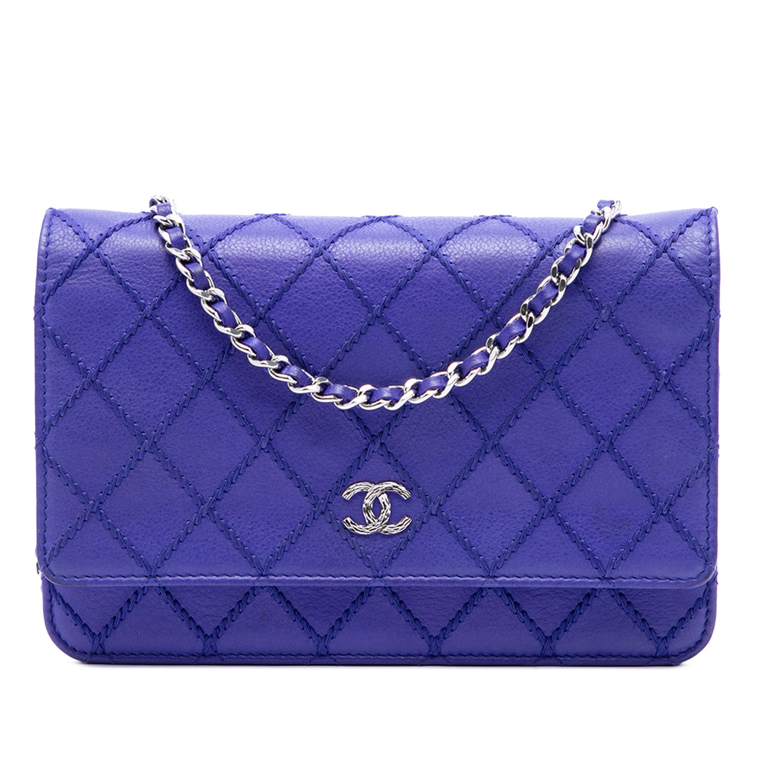 Chanel Sac bandoulière CC Matelassé Fancy Wallet on Chain Cuir de veau Violet – vue principale – GABY PARIS