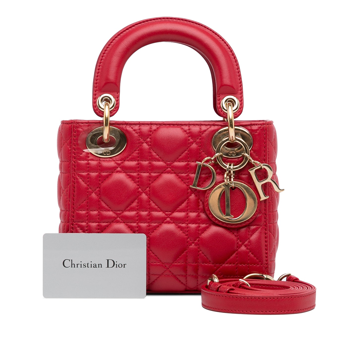 Mini Lambskin Cannage Lady Dior Red - Gaby Paris