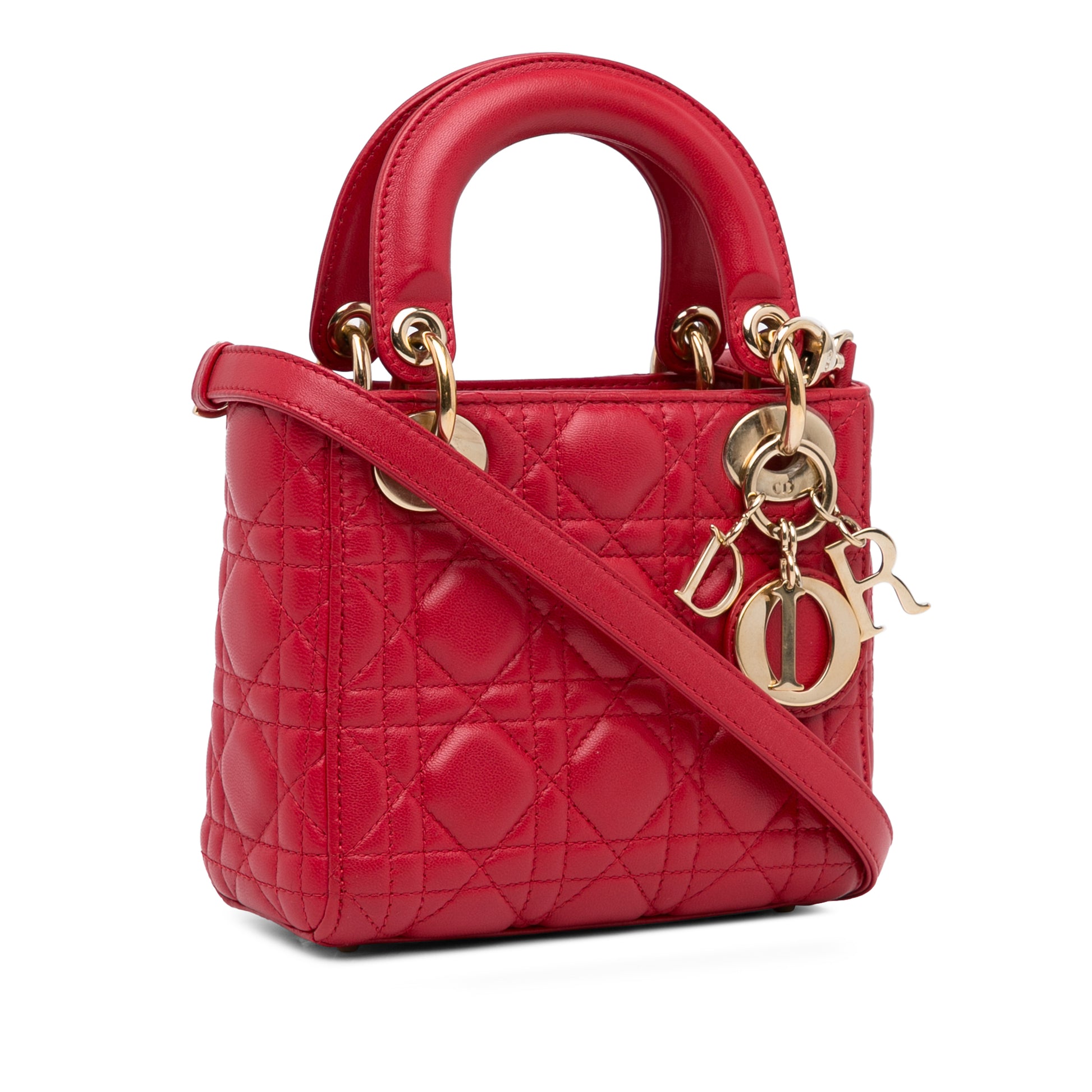 Mini Lambskin Cannage Lady Dior Red - Gaby Paris