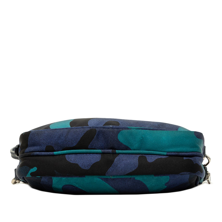 Prada Camouflage Double Zippé Sac caméra Mini Tessuto Bleu – vue 3 – GABY PARIS