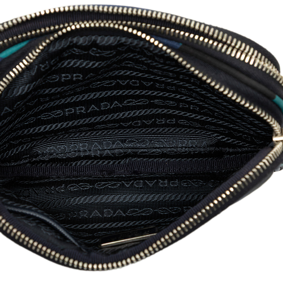 Prada Camouflage Double Zippé Sac caméra Mini Tessuto Bleu – vue 4 – GABY PARIS