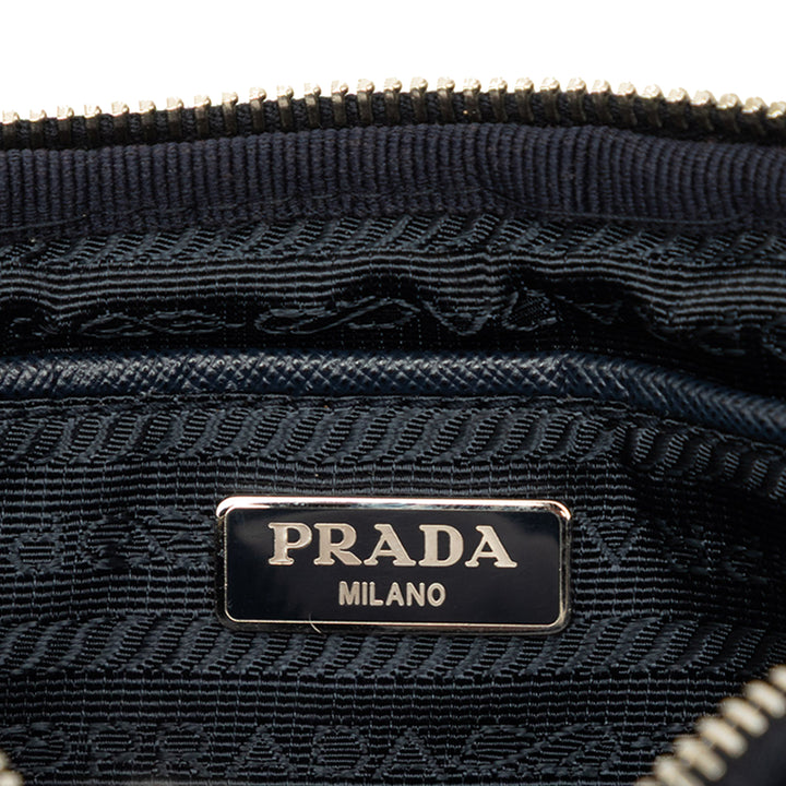 Prada Camouflage Double Zippé Sac caméra Mini Tessuto Bleu – vue 5 – GABY PARIS