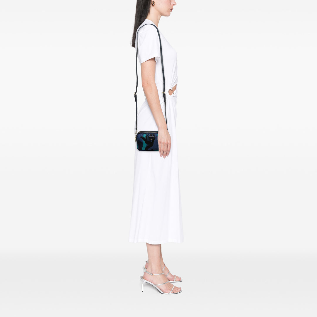 Prada Camouflage Double Zippé Sac caméra Mini Tessuto Bleu – vue 6 – GABY PARIS