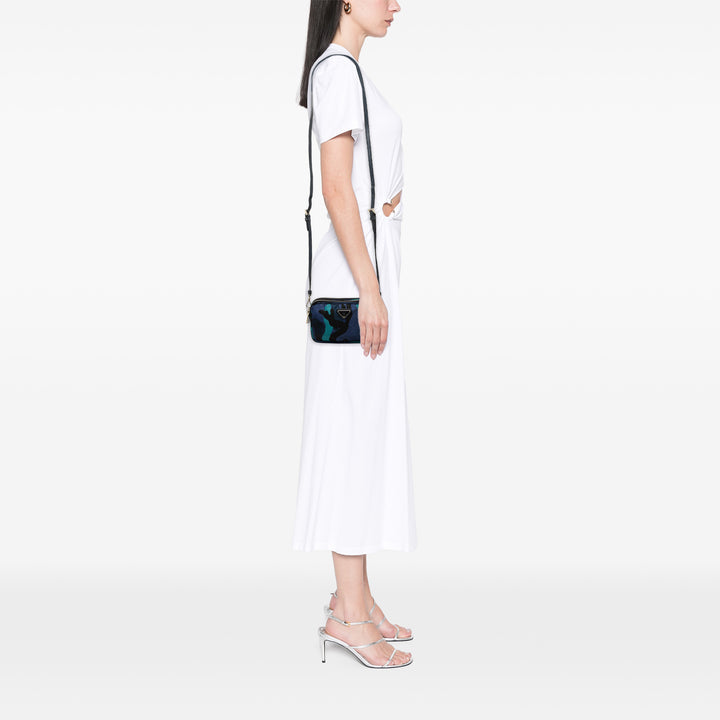 Prada Camouflage Double Zippé Sac caméra Mini Tessuto Bleu – vue 6 – GABY PARIS