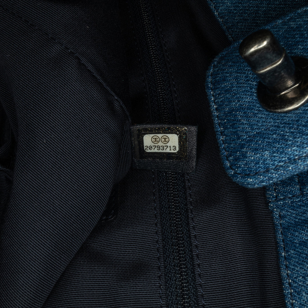 Large Fringed Denim Shopping Tote Blue - Gaby Paris