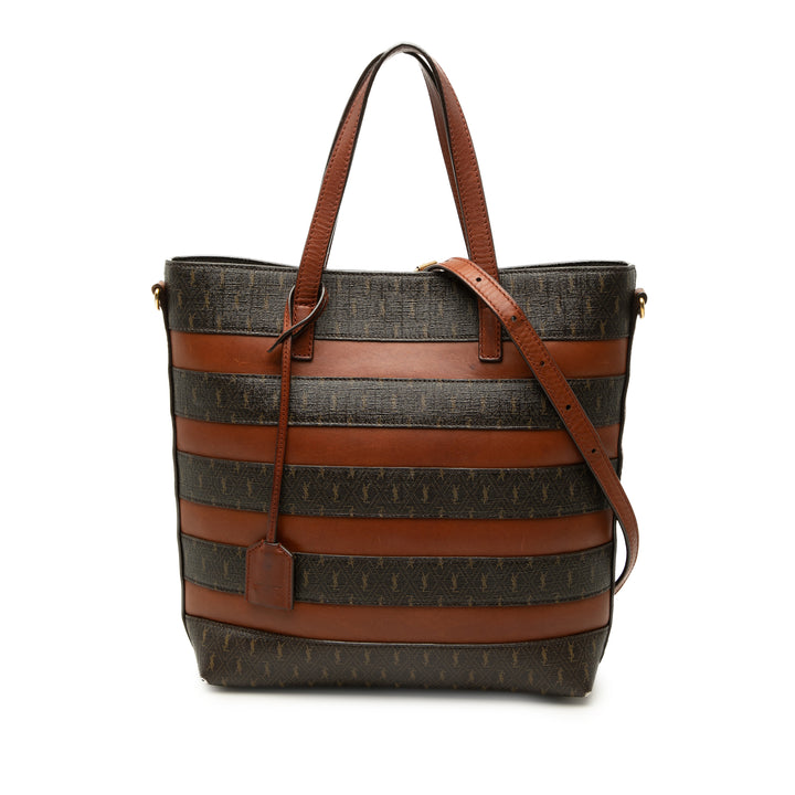 Saint Laurent Le Monogramme et Cabas Toile enduite Marron – vue principale – GABY PARIS