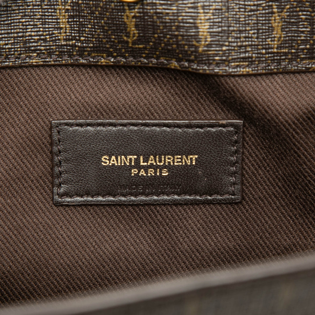 Saint Laurent Le Monogramme et Cabas Toile enduite Marron – vue 5 – GABY PARIS