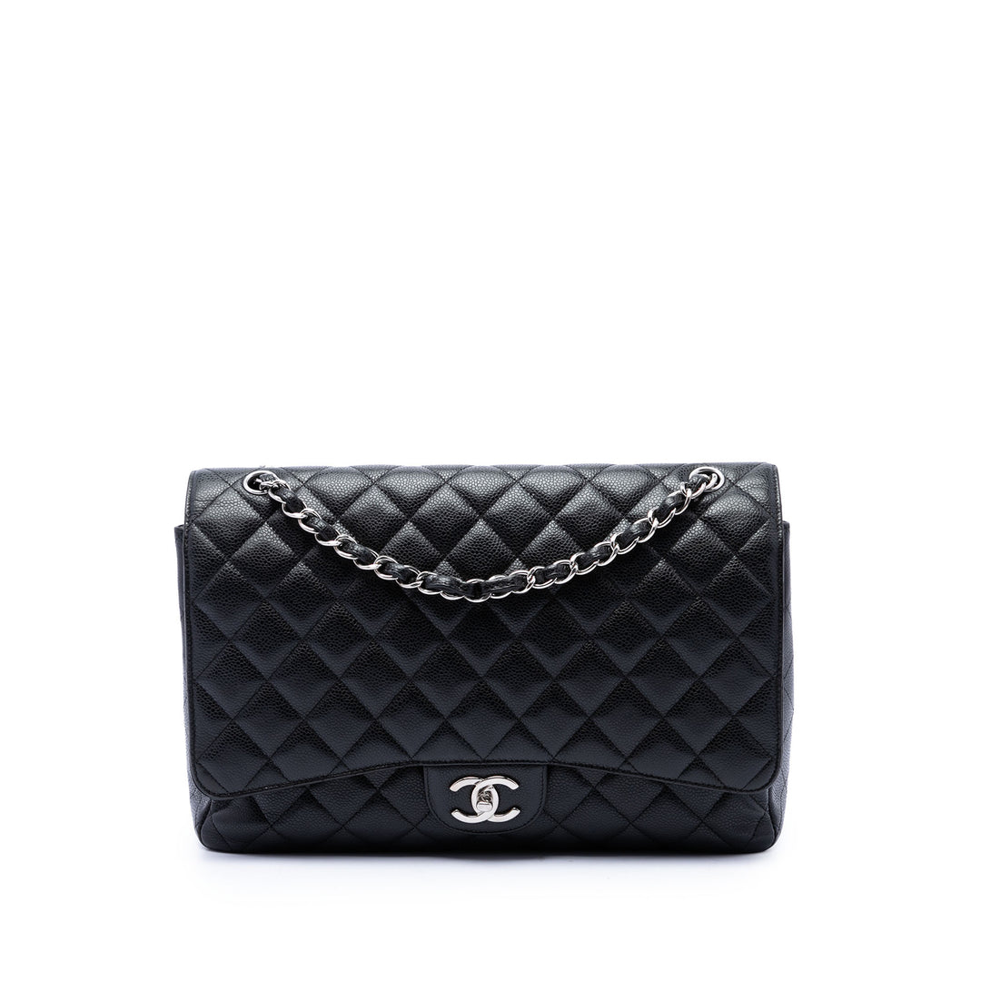 Chanel Classic Double rabat Maxi Cuir caviar Noir – vue principale – GABY PARIS