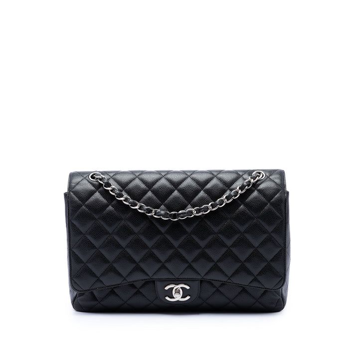 Chanel Classic Double rabat Maxi Cuir caviar Noir – vue principale – GABY PARIS