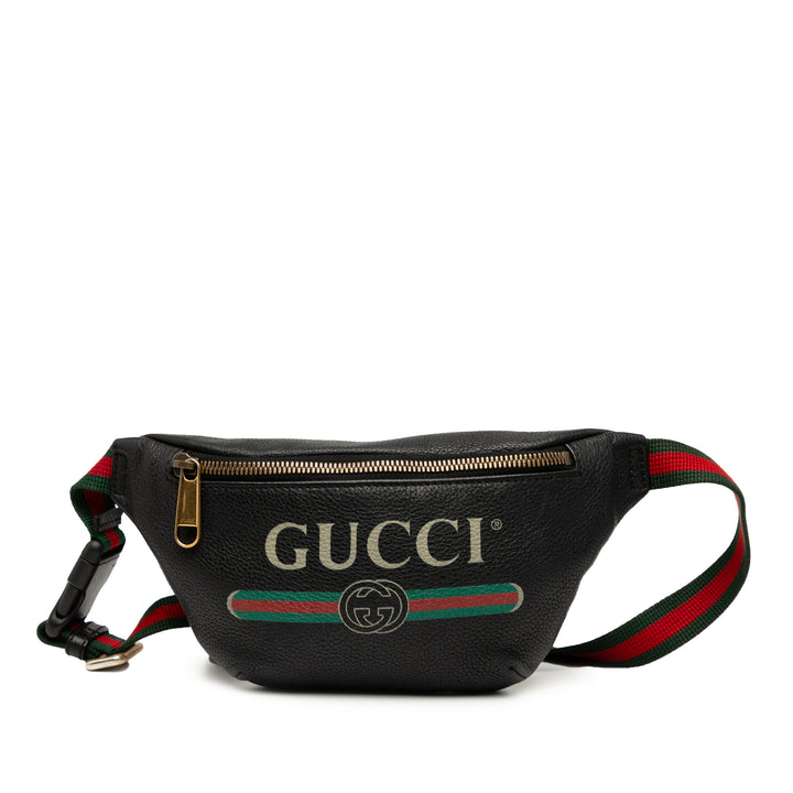 Gucci Small Grained Cuir de veau Logo Belt Bag Noir