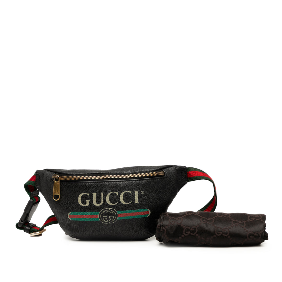 Gucci Small Grained Cuir de veau Logo Belt Bag Noir