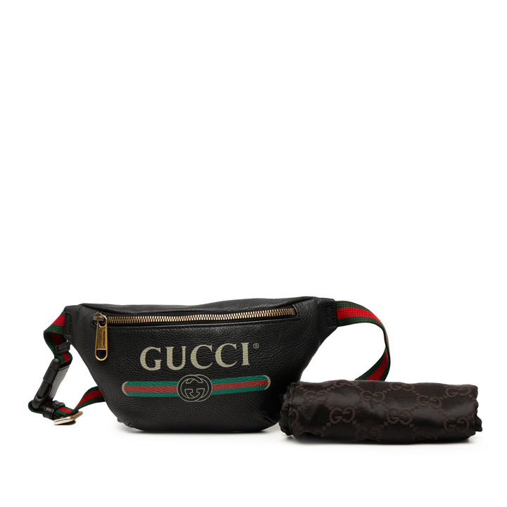 Gucci Small Grained Cuir de veau Logo Belt Bag Noir