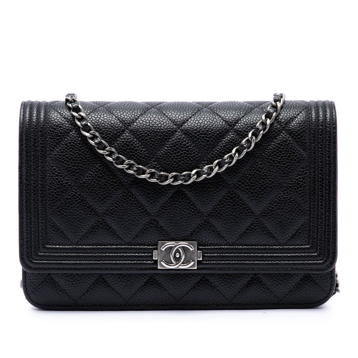 Chanel Sac bandoulière Matelassé Boy Wallet on Chain Cuir caviar Noir – vue principale – GABY PARIS