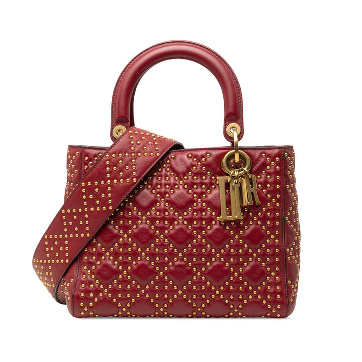 Dior Medium Cuir d’agneau Cannage clouté Supple Lady Dior