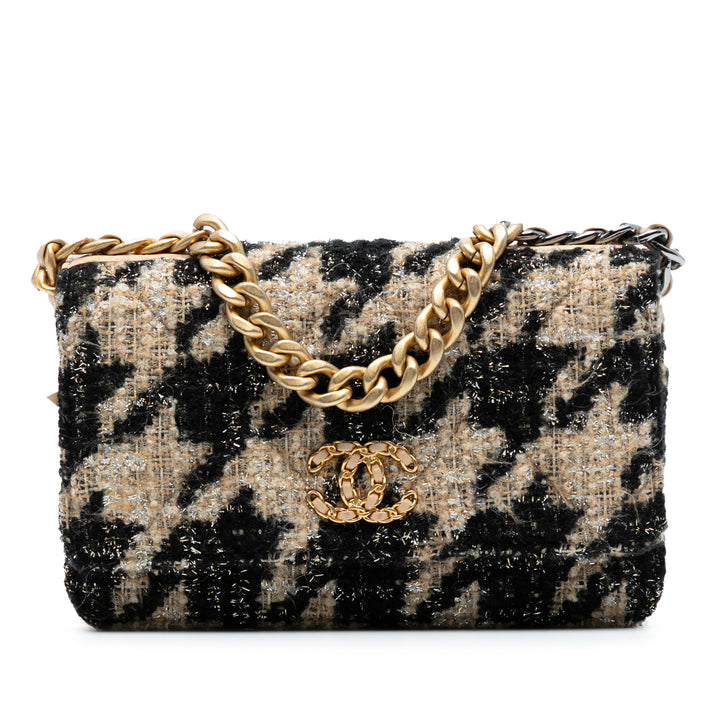 Chanel Houndstooth Tweed 19 Wallet On Chain Marron – GABY PARIS Authentique